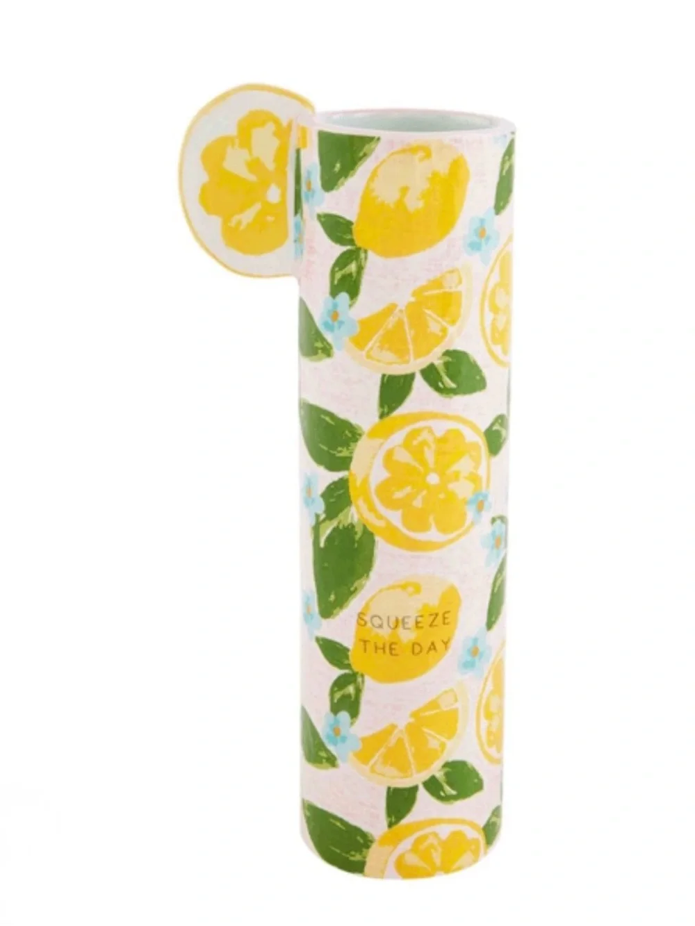 Mud Pie Squeeze The Day Lemon Pattern Tall Vase - New
